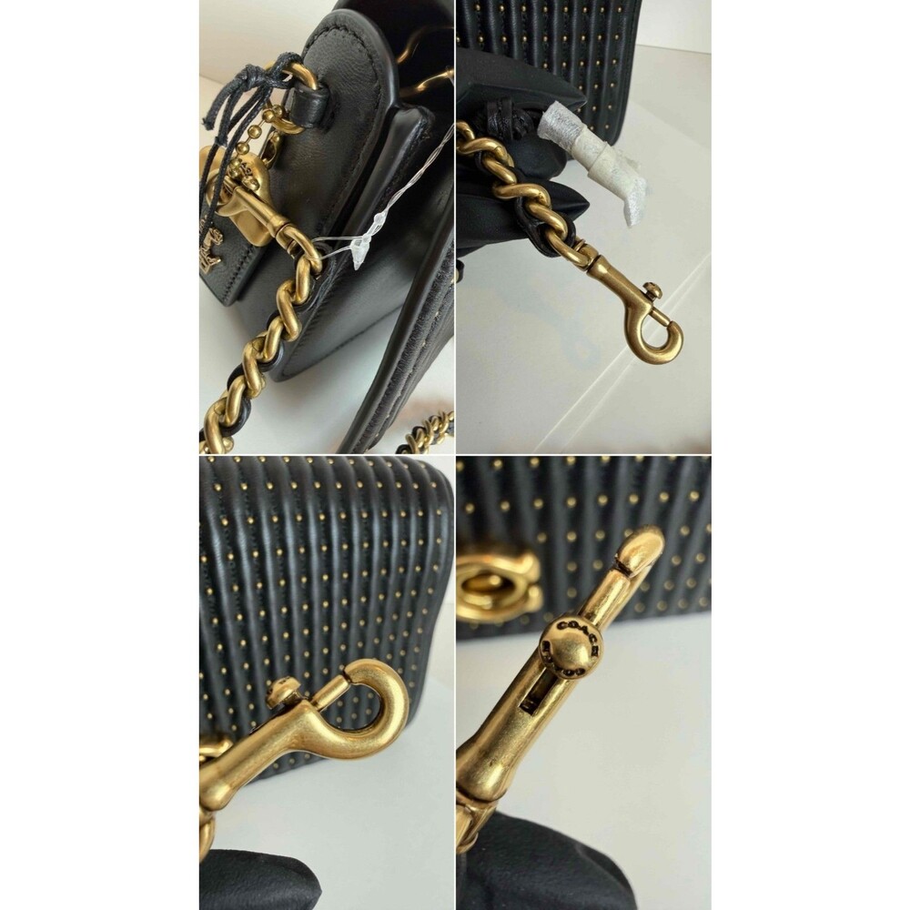 NWT Coach 1941 Dinky Quilted Rivets Black Chain Crossbody Bag - Picture 12 of 16